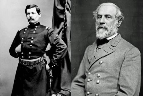 USA General McClellan and CSA General Lee, opposing commanders in the Seven Days Battles.